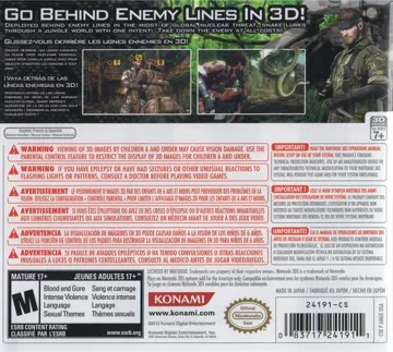 Metal Gear Solid 3D Snake Eater (Usa) box cover back